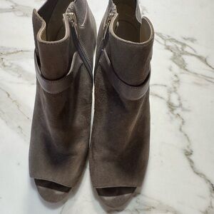 Marc Fisher Taupe Suede Open-Toe Mules